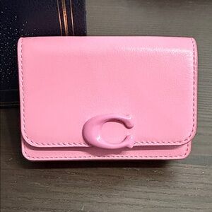 NEW Coach Mono Bandit Pink Leather Card Holder